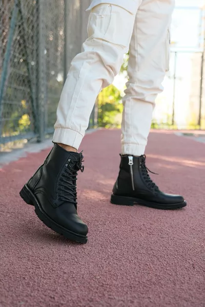 Унисекс пощенски ботуши с цип  матово черно