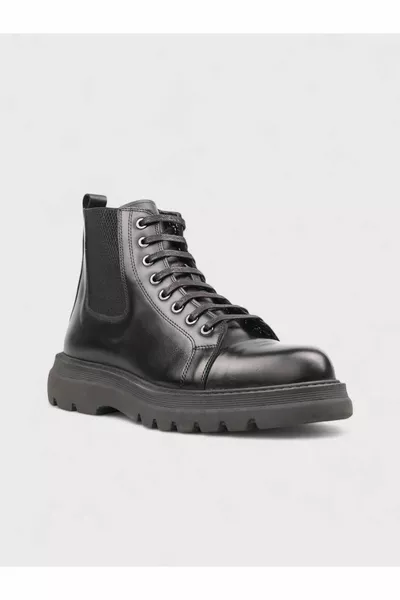 Мужские черные кожаные повседневные сапоги