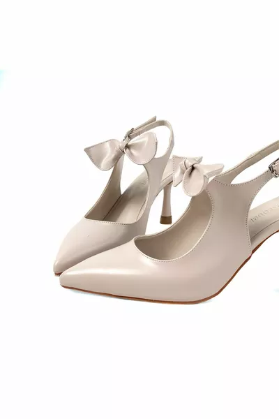 onl женская бежевая кожа коричневый бант на каблуке с острым носом туфли 7 см каблук Lucest новый