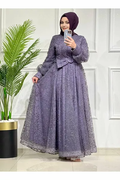   Amatis Jamila Robe à paillettes avec ceinture