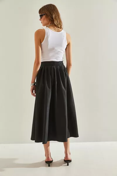 المرأة عالية الخصر واسعة قطع شق تنورة 