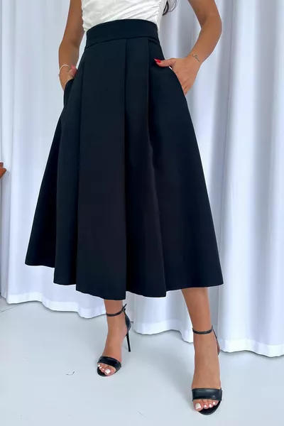 Midi Length Kilos Women's Skirt - Black