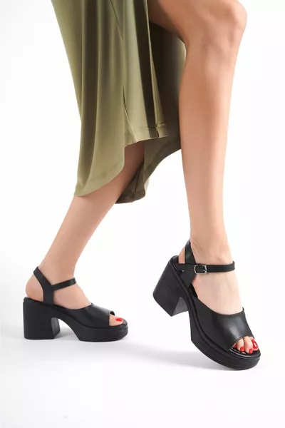 المرأة ديفو الأسود العظام منصة كعب الصنادل