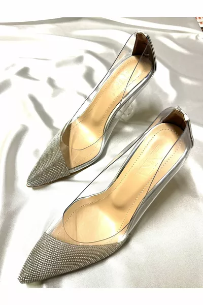 Lady Cristallo Argento Trasparente Pietra 8 Cm Calice Trasparente Tacchi Matrimonio Fidanzamento Abito Da Sera Scarpe