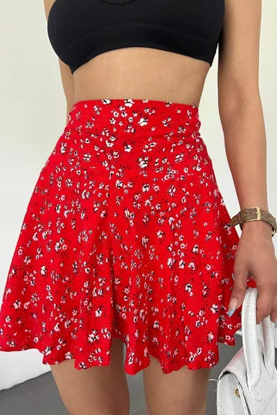 المرأة الأحمر فسكوزي النسيج الصيف السراويل تنورة 