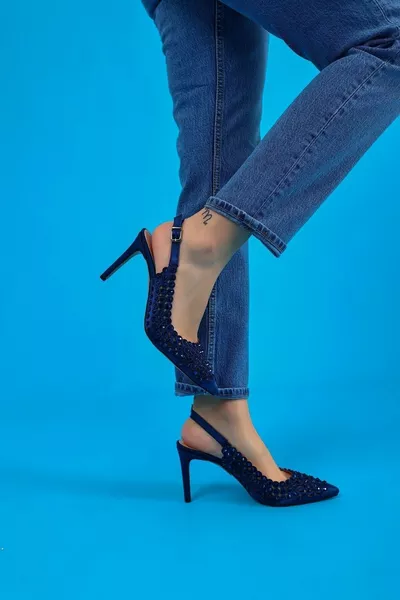 Sakura Sandali con Tacco Donna Blu Navy Raso