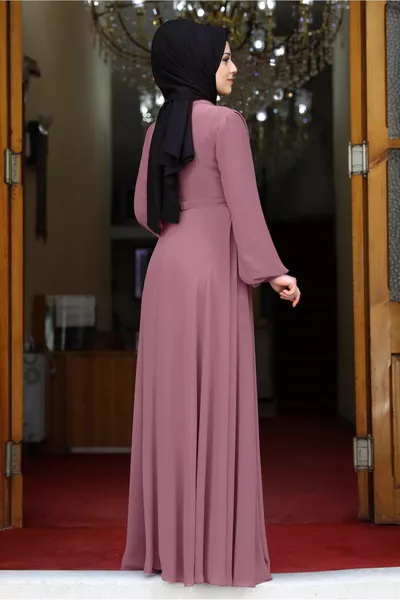 DAMEN LILA (LILA) DRAPIER DETAIL ABENDKLEID T 