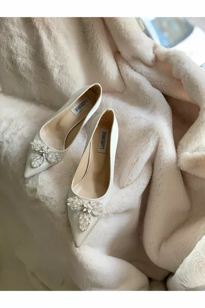 Damesschoenen met Stenen Witte Stiletto