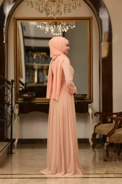 Belted Tulle Hijab Evening Dresses