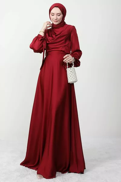 Degaje Evening Dress with Arm Ties Burgundy