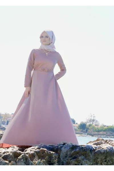 Damen Damen-Abendkleid mit Puderschleife und Halskette 