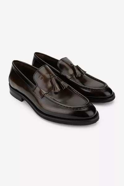 Mocassins marron en cuir véritable pour hommes