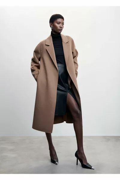 Pencil skirt with leather look