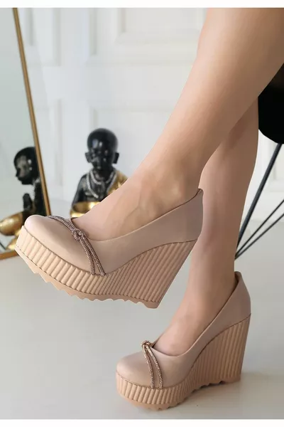 لينا عارية الجلد الحشو أحذية كعب