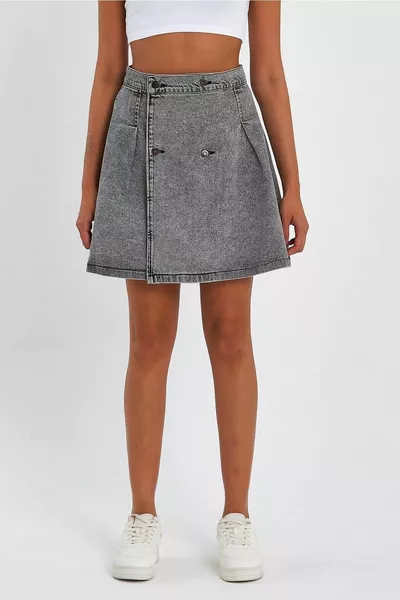 Special Collection Buttoned Mini Denim Skirt (m)