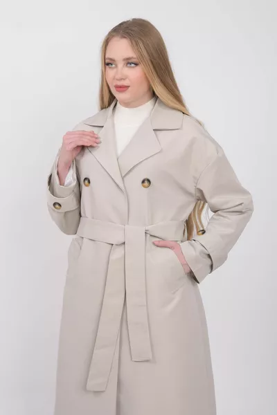 Women's Cream-Lined Long Trench Coat