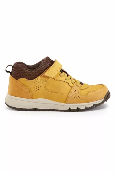 Kids Tan Leather Velcro Sneakers Protect 