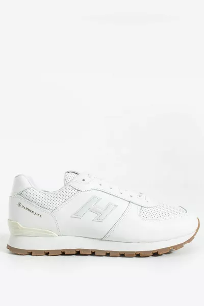 Peruanische Herren-Sneakers aus echtem Leder aus weißem Krepp
