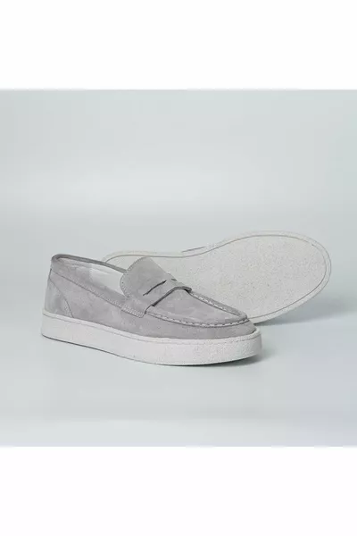 Ramonelli نموذج جلد طبيعي للرجال المتسكع الرمادي - أحذية كاجوال للرجال