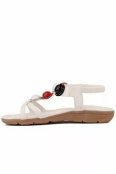 -9 ORTHOPEDIC FLAT SOLE STONE ETHNIC WOMEN'S SANDALS