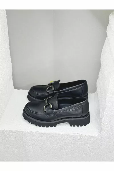  مشبك مفصل جلد طبيعي 4 سم سميكة أحذية وحيد المتسكع النساء