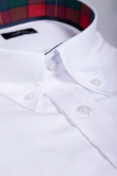 Men's Plus Size Relaxed Fit Cotton Easy-Iron Button-Down Collar Plain White Casual Shirt