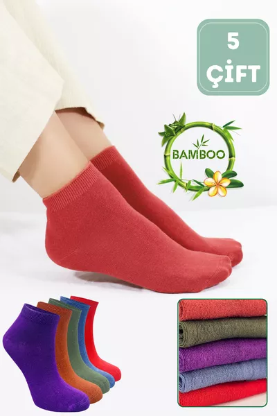Дамски качествени памучни чорапи от бамбук (5 броя) Безшевни невидими къси модел чорапи с аромат