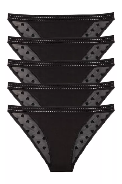 Women's Slip Panties with Tulle Detail 5-Pack - tül-5