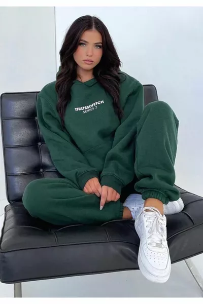 Женский комплект спортивного костюма оверсайз с принтом Thatssofetch