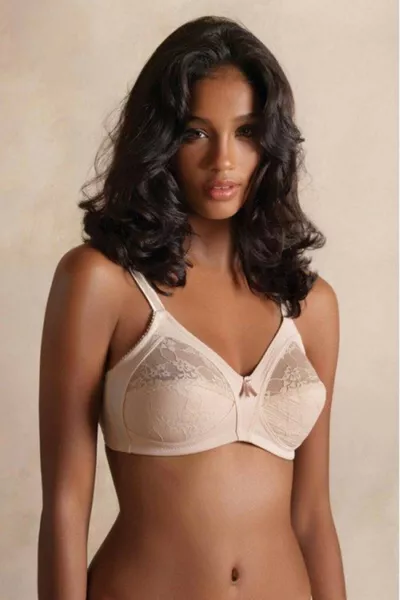 صدرية نسائية بدون حمالات ودون سلك بتصميم دانتيل ولون بشرة، مصغرة ومرتفعة