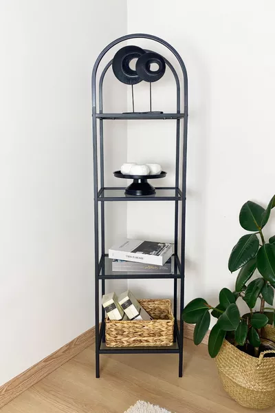 - Mona Zwart Hoekboekenkast Decoratief Accessoire Plank Keukenplank cm Getint Glas