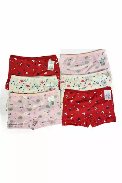 6 قطع من بوكسر بناتي مطبوع من القطن 