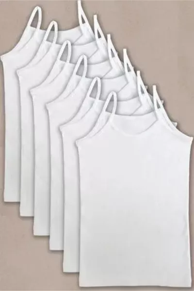 Girls' White Cotton Spaghetti Strap Tank Top 6-Pack 