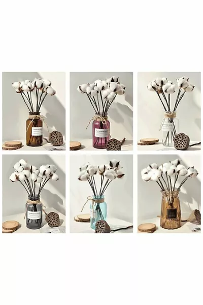 Бели естествени памучни клони, 6 броя