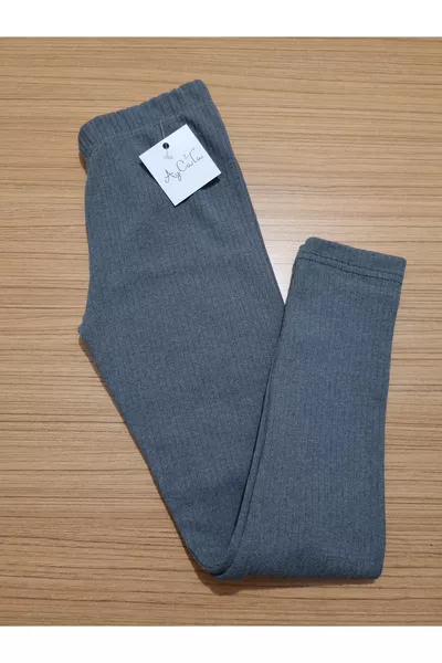 Unisex Gerippte Fleecegefütterte Graue Kinderleggings mit Innenseite aus Fell,  Jahre