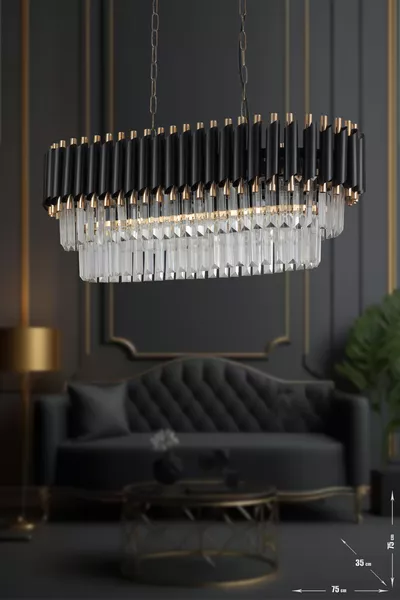 Suspension de table à manger de luxe Palmira en cristal Cm 6 pièces - (noir-or)