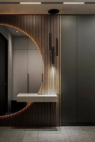 3D ефект Ламбристична панелна дървена стена с релефна тапетна декорация 5 м²