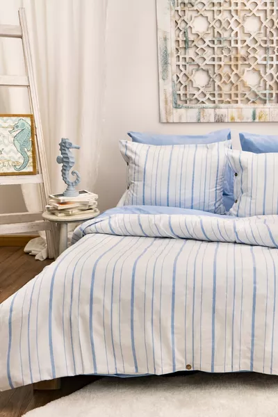 Единичен спален комплект от естествен памучен плат Harmony Hues (чаршаф с ластик)