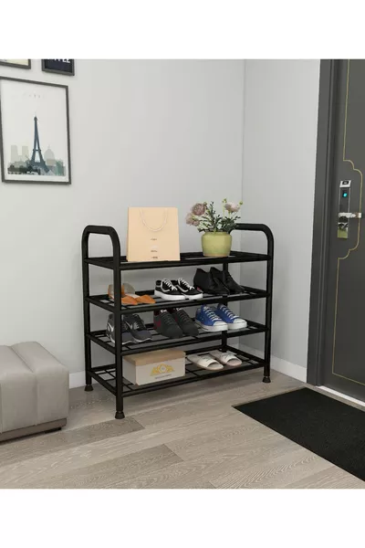 خزانة أحذية من 4 طوابق قابلة للتنظيم، رف متعدد الأغراض، رف معدني، خزانة أحذية معدنية