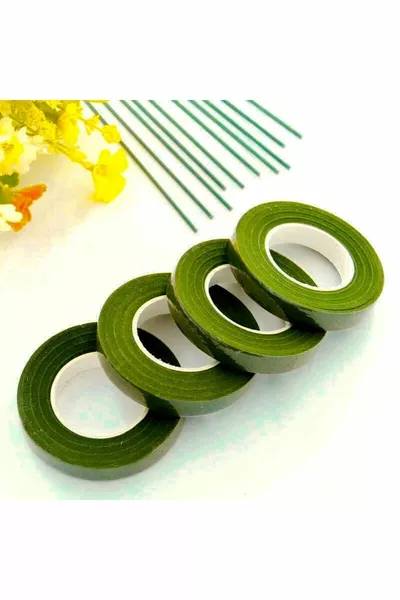 Лепяща цветна лента - Светло зелена - Метър - Лента за увиване на цветни телове, 1 брой