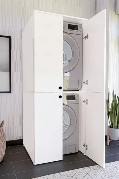 Wasmachine-droogkast Wit MDF-laminaat