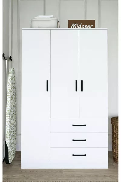 Armadio da vestiti multiuso Easy Mat bianco con 3 ante e 3 cassetti