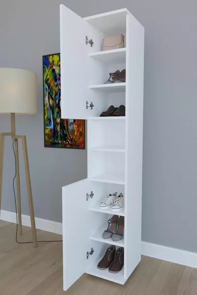 Efes 8 Planken 2 Deuren Multifunctionele Kledingkast Wit