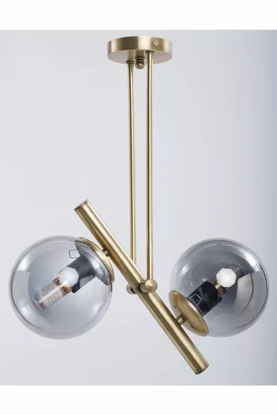 Plafonnier Libra avec finition patinée et verre fumé