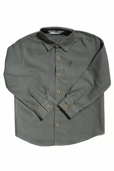 Camicia per bambini verde oliva con bottoni e maniche lunghe