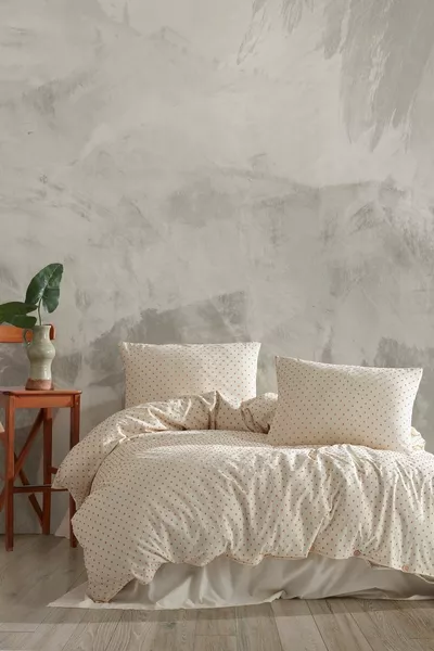 Freya Orange % Katoen Gewassen Vintage Tweepersoons Dekbedovertrekset * Fryockt