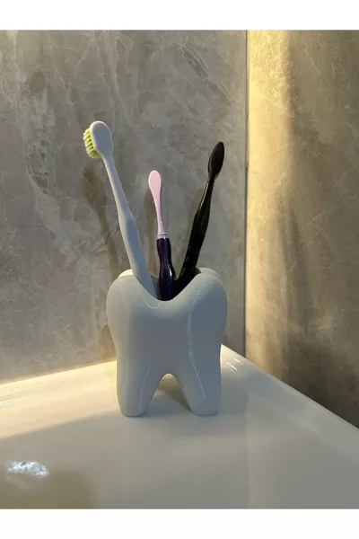 Чашка за четка за зъби във формата на зъб, декоративна четка за зъби
