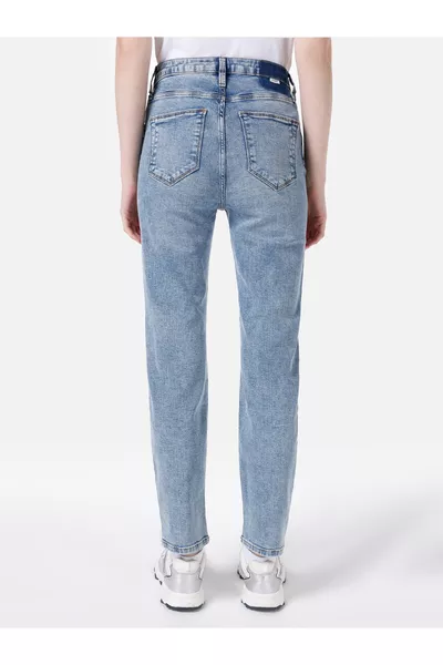 Slim Fit Midden Taille Rechte Pijp Dames Indigo Jeans