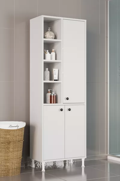 Selen Multi-Purpose Kitchen Bathroom Cabinet White