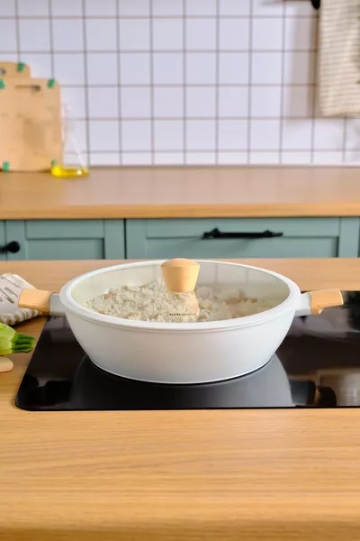 x Refika Swiss Crystal Almond Cream Eggplant Dish Pot with Induction Base  Cm